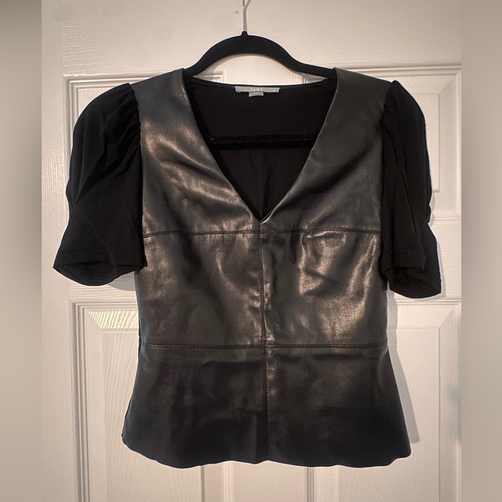 Tart Black Vegan Leather Blouse